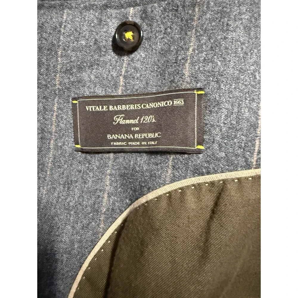 Banana Republic Vitale Barberis 42R Blazer Wool Gray Stripe Jacket